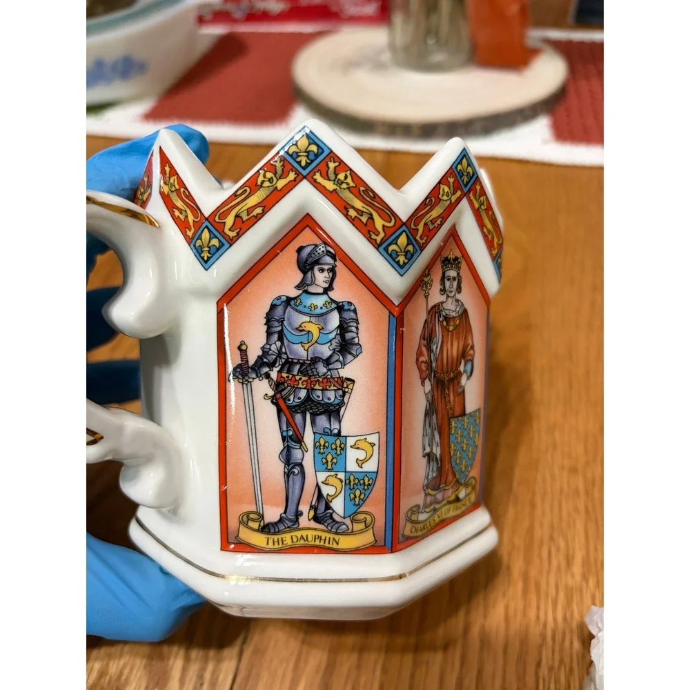 Medieval History Knights Castle Teapot King Henry V Earl of Warwick Gold Gilt